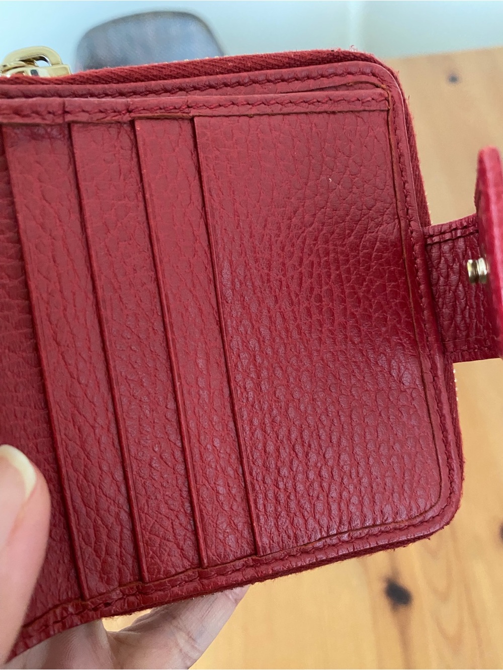 Gucci GG Monogram Canvas Red Leather Small Compact Wallet - Picture 12 of 16